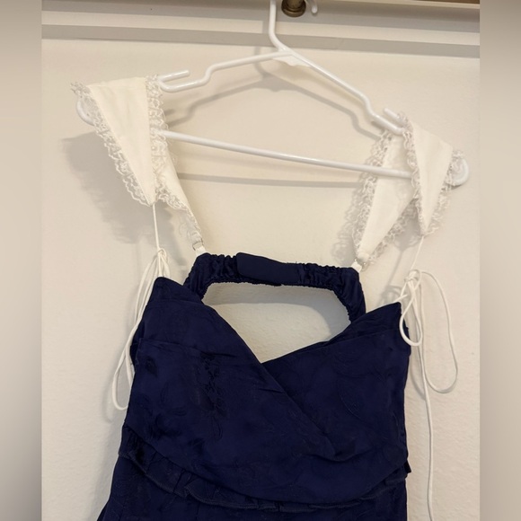 NWT For Love & Lemons Holland Floral Jacquard Minidress in Blue - Picture 8 of 14